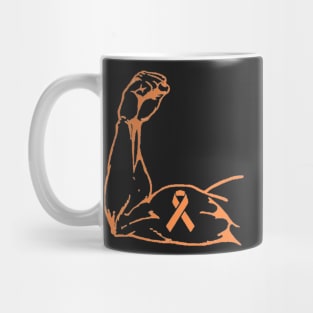 Flexed arm with Orange Awareness Ribbon Mug